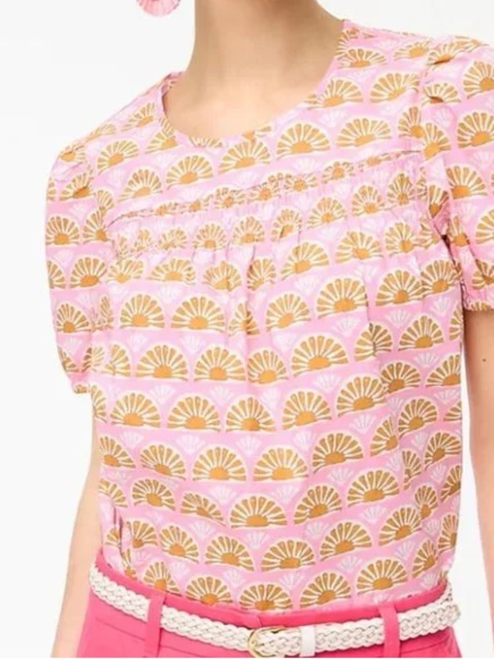 J. Crew Pink Cotton Puff Sleeve Shirt